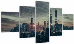 Mivali Tablou cu orașul în amurg, din cinci bucăți 125x70 cm (V021376V12570)