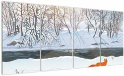 Mivali Tablou - Vulpe în peisaj de iarnă, din patru bucăți 160x80 cm (V023112V16080)