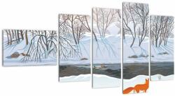 Mivali Tablou - Vulpe în peisaj de iarnă, din cinci bucăți 110x60 cm (V023112V11060)