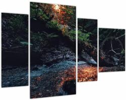 Mivali Tablou cu râu montan (cu ceas), din patru bucăți 110x75 cm cu ceas (V020254V11075C)