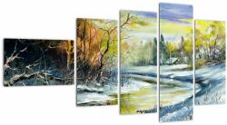 Mivali Tablou - Râu de iarnă, pictură în ulei, din cinci bucăți 110x60 cm (V023235V11060)