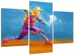 Mivali Tablou - Jucător de tenis pictat, din trei bucăți 90x60 cm (V023162V90603PCS)