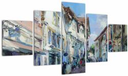 Mivali Tablou - Strada orașului vechi, pictură acrilică, din cinci bucăți 125x70 cm (V023371V12570)