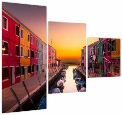 Mivali Tablou - Apus de soare, insula Burano, Veneția, Italia (cu ceas), din trei bucăți 90x70 cm cu ceas (V022657V9070C)
