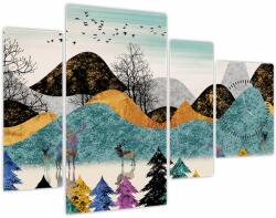 Mivali Tablou fgrafic cu cebi (cu ceas), din patru bucăți 110x75 cm cu ceas (V022183V11075C)