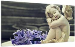 Mivali Tablou pe sticlă - Înger cu floare, dintr-o bucată 100x50 cm pe sticlă (V022984V10050GD)