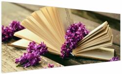 Mivali Tablou cu carte și floare violetă, dintr-o bucată 250x125 cm (V020474V250125)