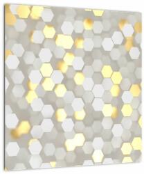 Mivali Tablou - Hexagoane alb - auriu, dintr-o bucată 40x40 cm (V023054V4040)