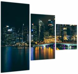 Mivali Tablou - Singapore noaptea (cu ceas), din trei bucăți 90x70 cm cu ceas (V022668V9070C)