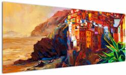 Mivali Tablou - Satul de coastă Cinque Terre, Riviera italiană, impresionismul modern, dintr-o bucată 145x58 cm (V023463V14558)