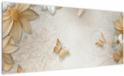 Mivali Tablou - Flori cu fluturi, dintr-o bucată 100x40 cm (V022769V10040)