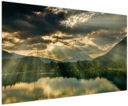 Mivali Tablou cu lac și soarele translucid, dintr-o bucată 150x100 cm (V021135V150100)