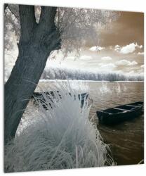 Mivali Tablou cu barca pe lac, dintr-o bucată 40x40 cm (V022316V4040)