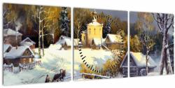 Mivali Tablou - Orășel iarna (cu ceas), din trei bucăți 90x30 cm cu ceas (V023276V9030C)