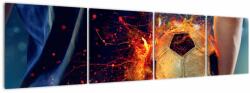 Mivali Tablou - Minge de fotbal în flăcări, din patru bucăți 160x40 cm (V022850V16040)