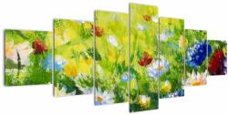 Mivali Tablou - Pictură în ulei, pajiște înflorită, din șapte bucăți 210x100 cm (V023039V210100)