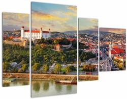 Mivali Tablou - Panorama bratislavei, Slovacia (cu ceas), din patru bucăți 110x75 cm cu ceas (V023405V11075C)