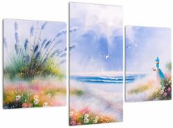 Mivali Tablou - Plaja romantică, pictură în ulei, din trei bucăți 90x60 cm (V023170V90603PCS)