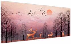 Mivali Tablou - Căprioare în strălucirea apusului de soare, dintr-o bucată 250x125 cm (V022855V250125)