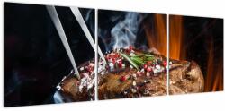 Mivali Tablou cu steac pe grill, din trei bucăți 120x40 cm (V021992V12040)