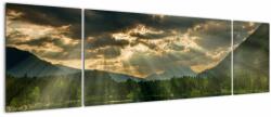 Mivali Tablou cu lac și soarele translucid, din trei bucăți 170x50 cm (V021135V17050)