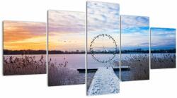 Mivali Tablou - Lac înghețat, Ełk, Mazury, Polonia (cu ceas), din cinci bucăți 150x80 cm cu ceas (V023153V15080C)