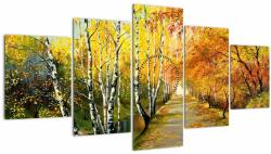 Mivali Tablou - Alee romantică de-a lungul apei, pictură în ulei (cu ceas), din cinci bucăți 150x80 cm cu ceas (V023240V15080C)