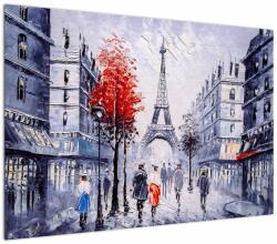 Mivali Tablou - Străzi din Paris, pictură în ulei, dintr-o bucată 100x70 cm (V023083V10070)