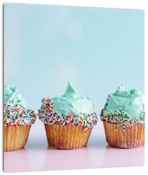 Mivali Tablou pe sticlă cu cupcakes, dintr-o bucată 30x30 cm pe sticlă (V021261V3030GD)