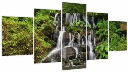 Mivali Tablou - Cascadă tropicală (cu ceas), din cinci bucăți 150x80 cm cu ceas (V022550V15080C)
