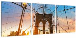 Mivali Tablou - Podul Brooklyn, Manhattan, New York (cu ceas), din trei bucăți 90x30 cm cu ceas (V023326V9030C)