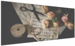 Mivali Tablou cu note muzicale și trandafiri, dintr-o bucată 250x125 cm (V020393V250125)