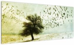 Mivali Tablou - cu multe păsări pictate, dintr-o bucată 100x40 cm (V021914V10040)