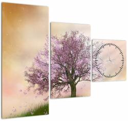 Mivali Tablou - Copacul înflorit în deal (cu ceas), din trei bucăți 90x70 cm cu ceas (V023483V9070C)