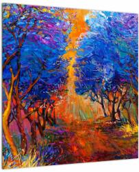 Mivali Tablou - Coroane de copac de toamnă, impresionism modern, dintr-o bucată 50x50 cm (V023407V5050)