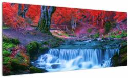 Mivali Tablou - Cascada în pădurea roșie, dintr-o bucată 100x40 cm (V023169V10040)
