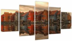 Mivali Tablou cu căsuțele colorate (cu ceas), din cinci bucăți 150x80 cm cu ceas (V020849V15080C)