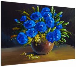 Mivali Tablou - Flori albastre în vază, dintr-o bucată 100x70 cm (V023177V10070)
