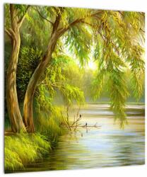 Mivali Tablou - Salcie lângă lac, pictură în ulei, dintr-o bucată 40x40 cm (V023249V4040)