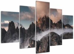 Mivali Tablou - Dolomiți Italieni ascunși în ceață, din cinci bucăți 150x105 cm (V021678V150105)