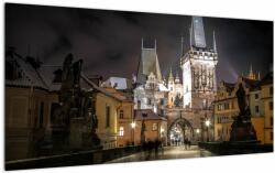 Mivali Tablou pe sticlă cu Poarta de pulbere iluminată, dintr-o bucată 100x50 cm pe sticlă (V020594V10050GD)