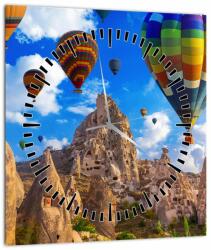 Mivali Tablou - Baloane cu aer cald, Cappadocia, Turcia. (cu ceas), dintr-o bucată 30x30 cm cu ceas (V022964V3030C)