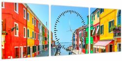 Mivali Tablou - Insula Burano, Veneția, Italia (cu ceas), din trei bucăți 90x30 cm cu ceas (V022522V9030C)