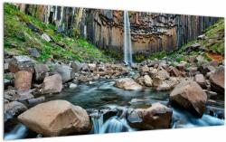 Mivali Tablou pe sticlă - Cascada Svartifoss, Islanda, dintr-o bucată 100x50 cm pe sticlă (V022508V10050GD)