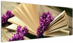 Mivali Tablou cu carte și floare violetă, dintr-o bucată 145x58 cm (V020474V14558)