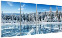 Mivali Tablou cu lacul înghețat și copacii înzăpeziți, din patru bucăți 160x80 cm (V021299V16080)