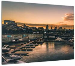 Mivali Tablou pe sticlă - orașul port, dintr-o bucată 70x50 cm pe sticlă (V020226V7050GD)