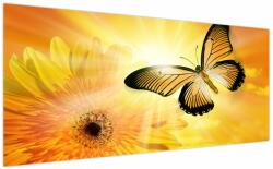 Mivali Tablou - Fluture galben cu flori, dintr-o bucată 200x100 cm (V022521V200100)