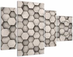 Mivali Tablou - Hexagoane design beton (cu ceas), din patru bucăți 110x75 cm cu ceas (V023125V11075C)