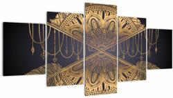 Mivali Tablou - Mandala aurie cu săgeți, din cinci bucăți 150x80 cm (V023021V150805PCS)